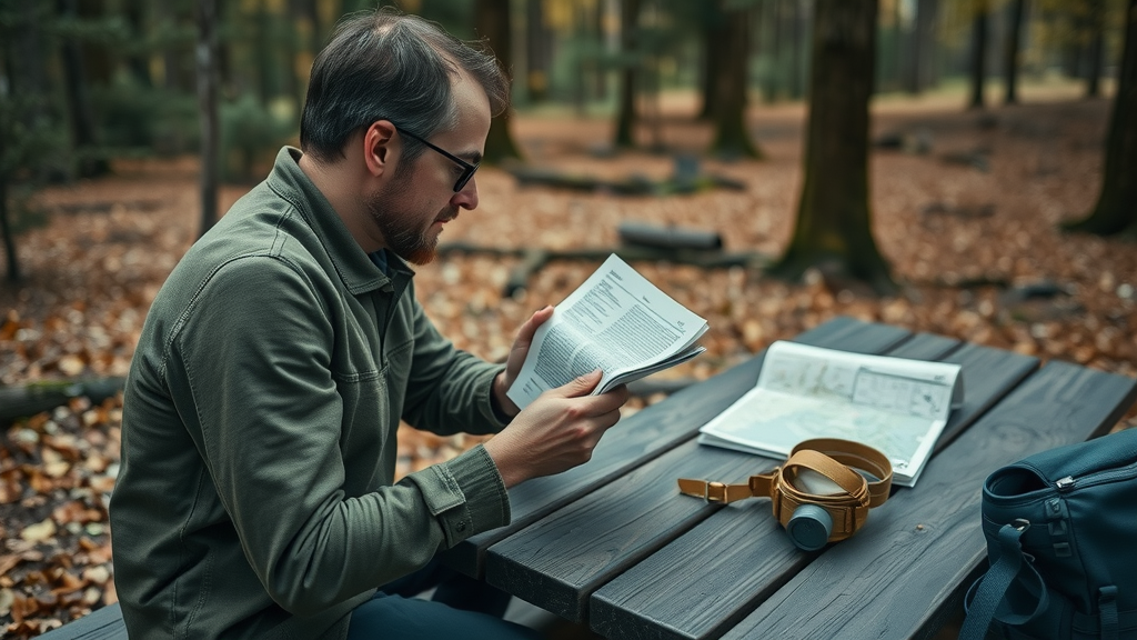 choosing outdoor personal development activity guidebook trail maps forest picnic table