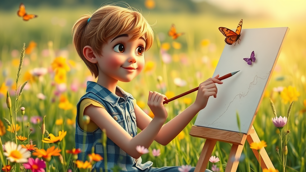 nature immersion benefits inspired artist painting wildflowers butterflies outdoor creativity golden sunlight